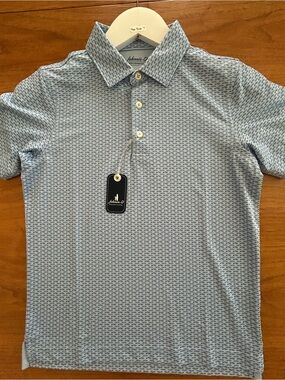 johnnie-O KIDS SIZE Pale Blue Micro Pattern Polo